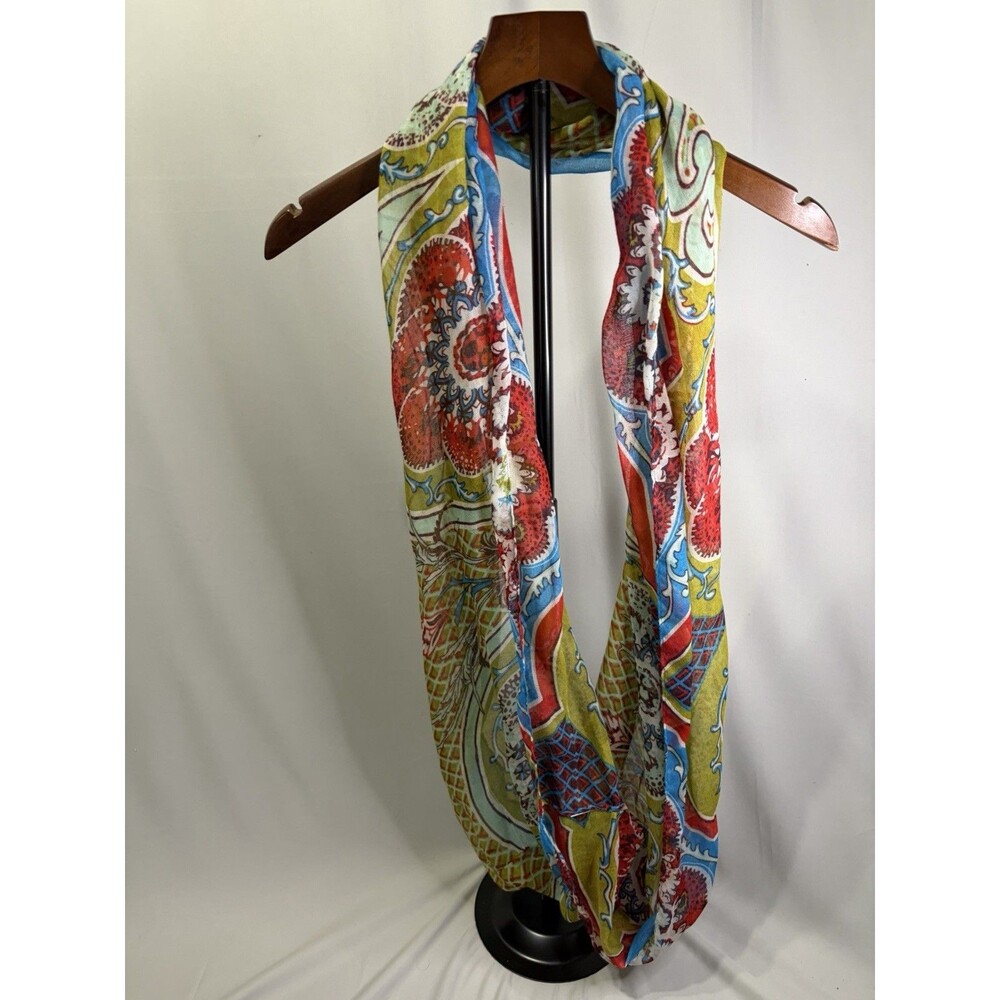 Women's Lightweight Scarf Blue/Gold /Red Beautiful For That Stylish Outfit
